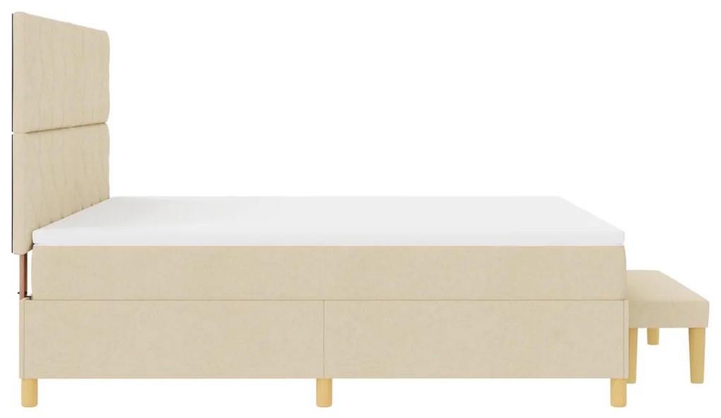 Box Spring Ágy matraccal és padlábbal, krém szövet