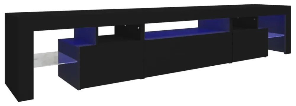 fekete TV-szekrény LED-világítással 215x36,5x40 cm