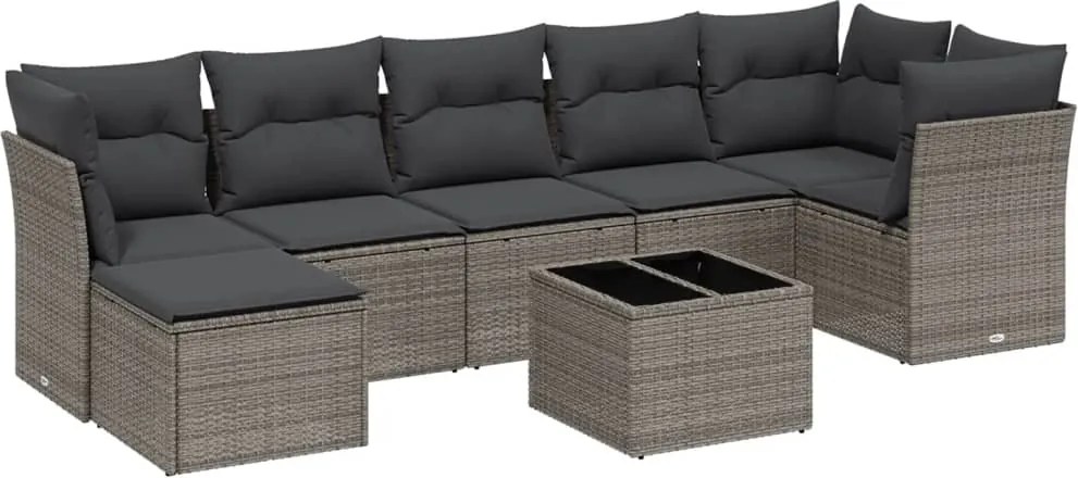 vidaXL 8 részes világosszürke polyrattan kerti ülőgarnitúra párnával