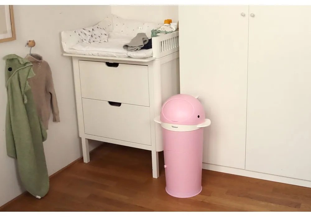 Rózsaszín műanyag szemetes pelenkákhoz 25 l Whale – Kindsgut