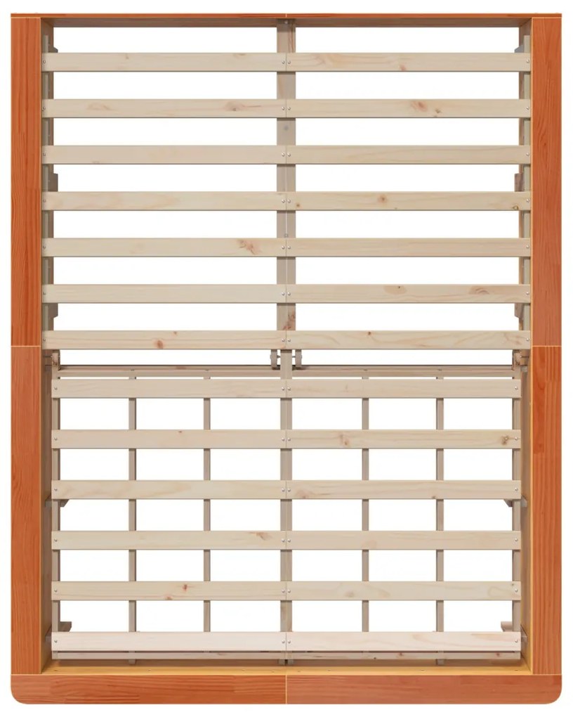Ágykeret, emelhető tárolóval, Wax Brown, 150 x 200 cm, tömör fenyő