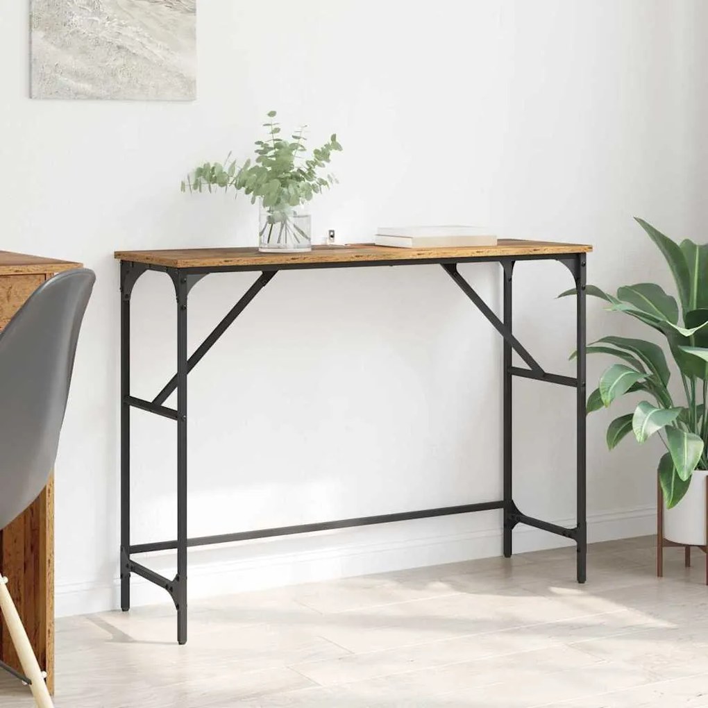 vidaXL Konzolasztal Öreg fa 100 x 32 x 75 cm Faanyag