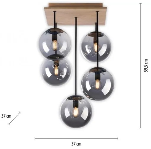 JUST LIGHT. 11395-79 - Csillár rúdon WIDOW 5xE14/25W/230V tölgy