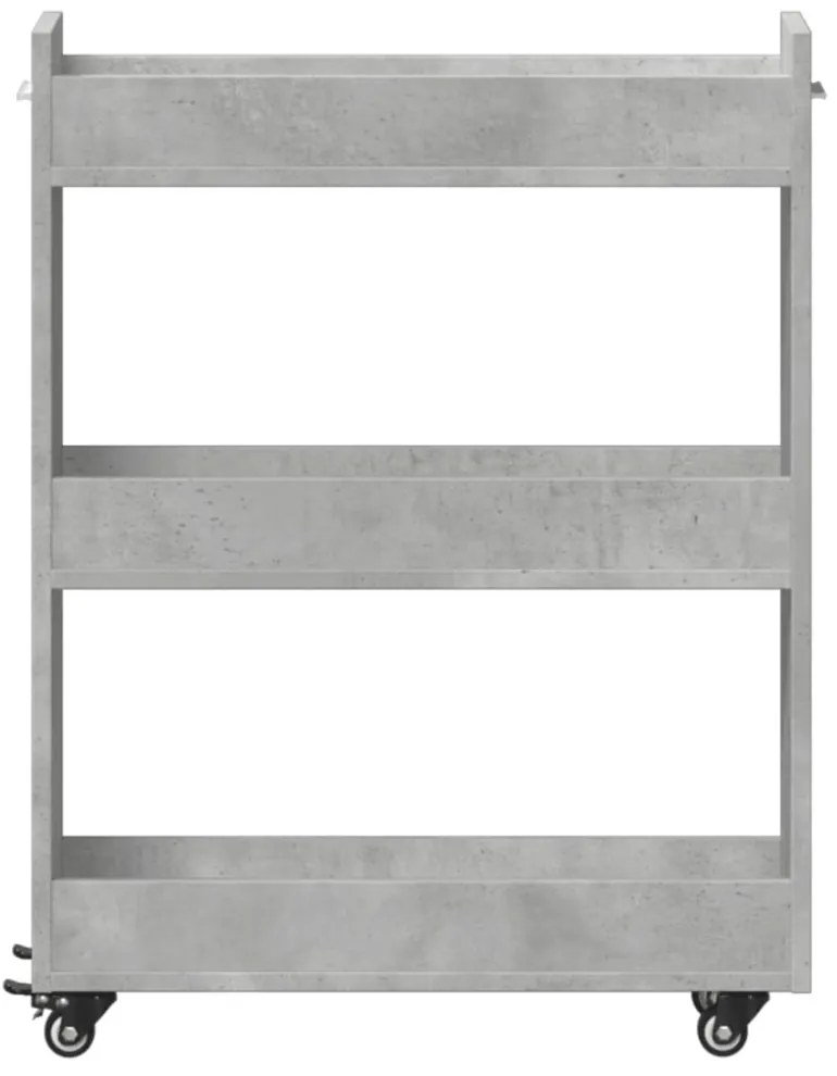 betonszürke szerelt fa szekrény kerekekkel 60 x 22 x 79 cm