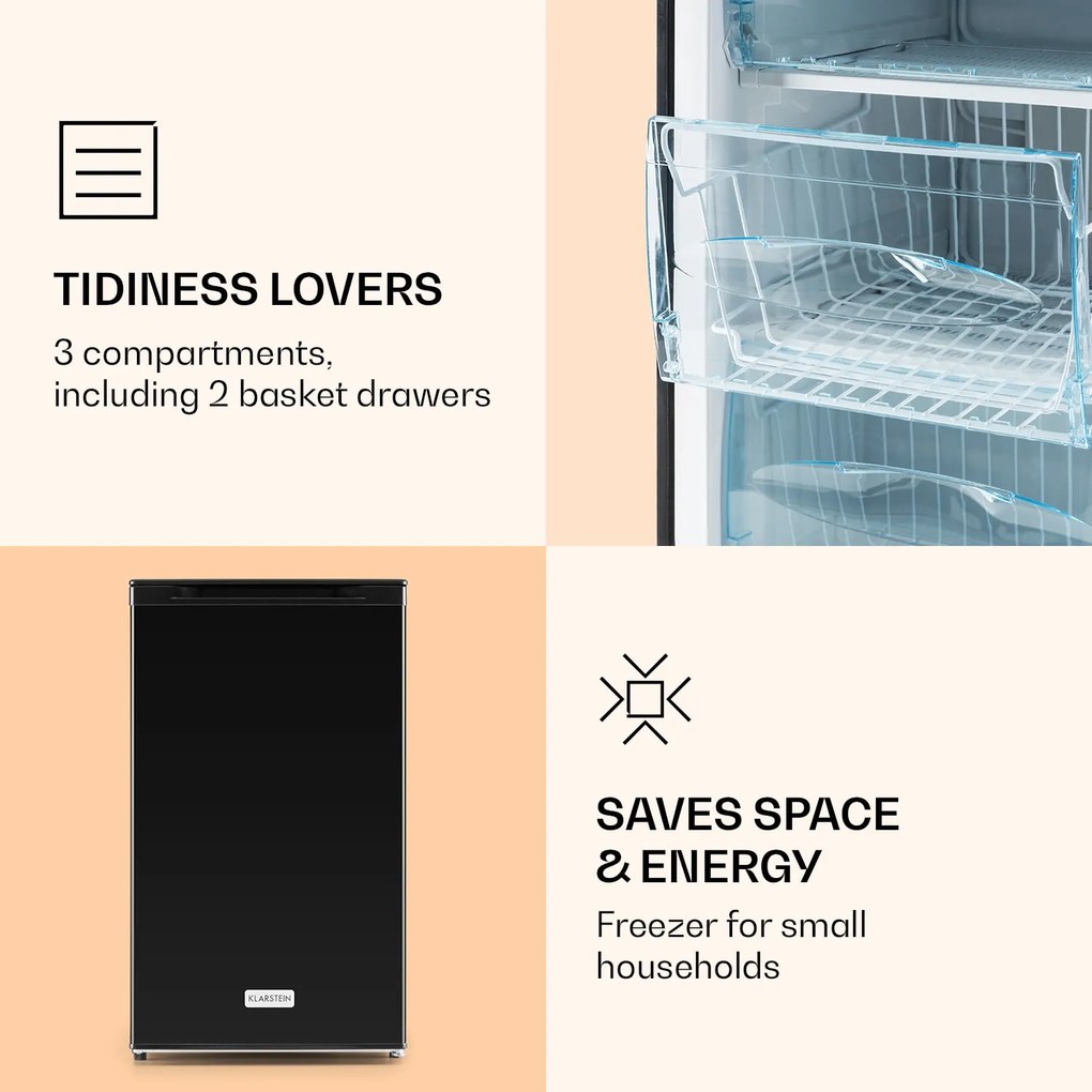 Klarstein Garfield XL, fagyasztó, 69 l, 4 csillag, 80 W, D energiahatékonysági osztály, fehér