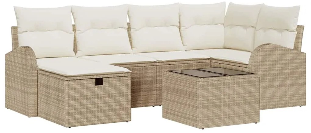 Kerti Kanapé Szett 7 pcs bézs és krémszínű 234 x 124 x 85 cm