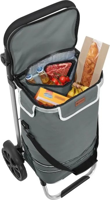 Szürke bevásárlókocsi két kerékkel könnyű váz 25 kg