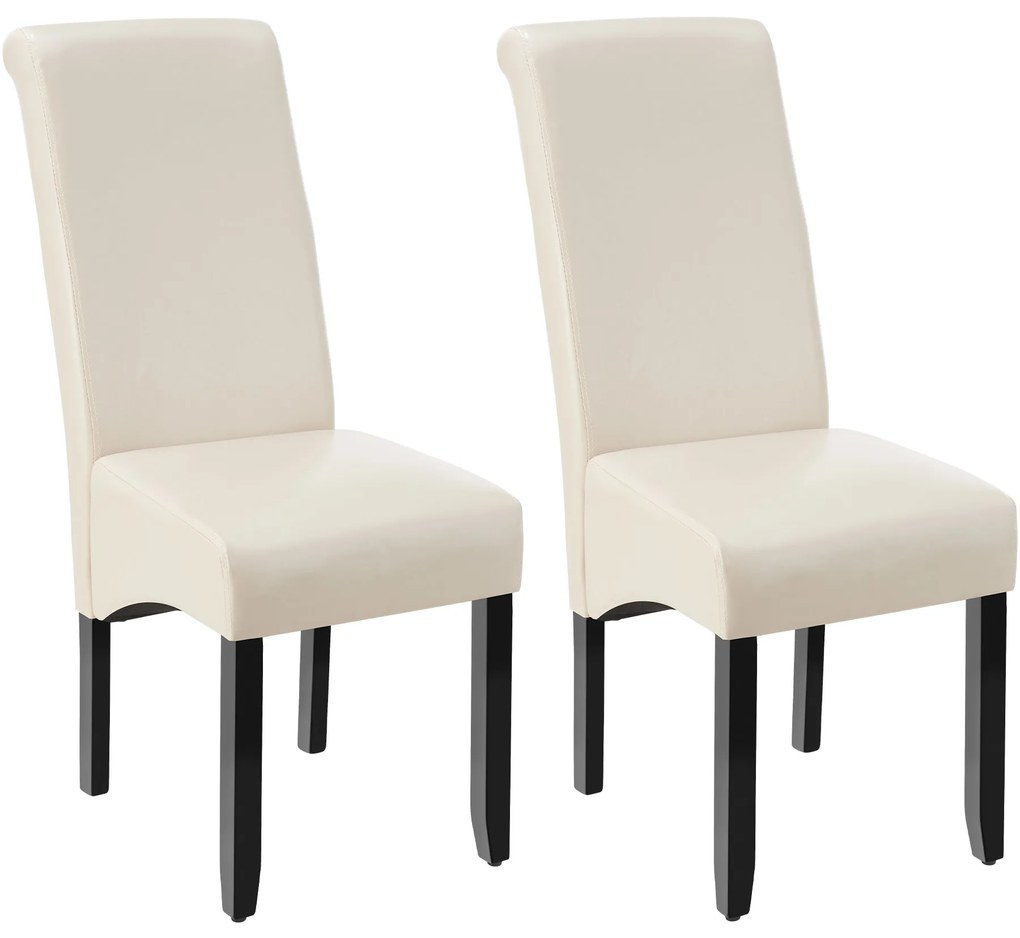 TecTake GmbH 401295 ergonomikus tömörfa étkezőszék - krémes, 2 darabos készlet