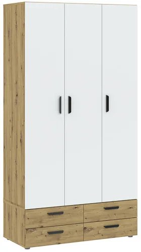 BASIC Gardróbszekrény Tölgy/Fehér Színben 110 cm 3D4S