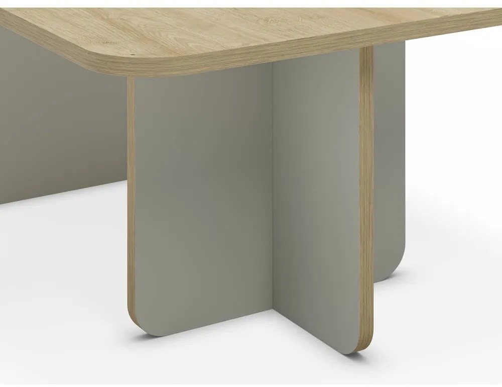 Világoszöld-natúr színű dohányzóasztal tölgyfa dekoros asztallappal 56x100 cm Hillary – Marckeric