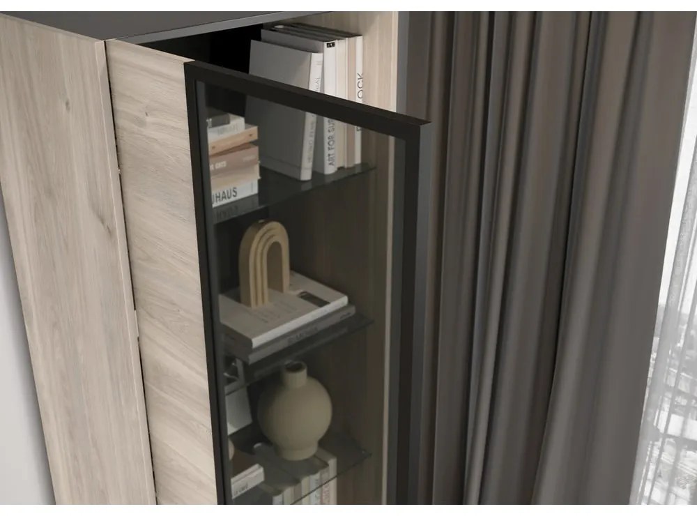 Tálalószekrény tölgyfa dekorral 64x206 cm Cantoria - Germania