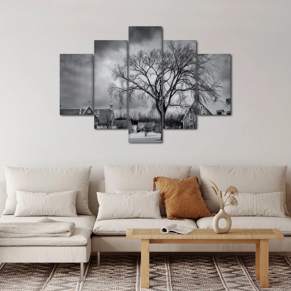 Fekete fehér falu képe (150x105 cm)
