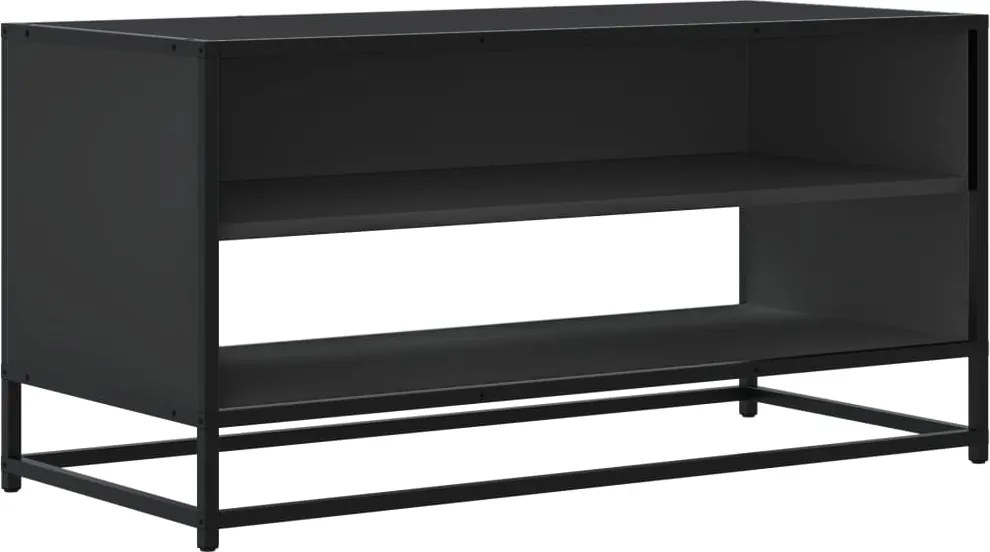 vidaXL fekete szerelt fa és fém TV-szekrény 91x40x46 cm