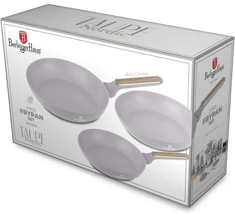BerlingerHaus Taupe Nordic titánbevonatú serpenyőszett, 3 db