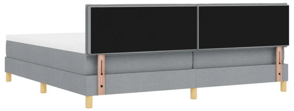Boxspring Ágy Matrac & LED Fény Világosszürke 200x200 cm Textil