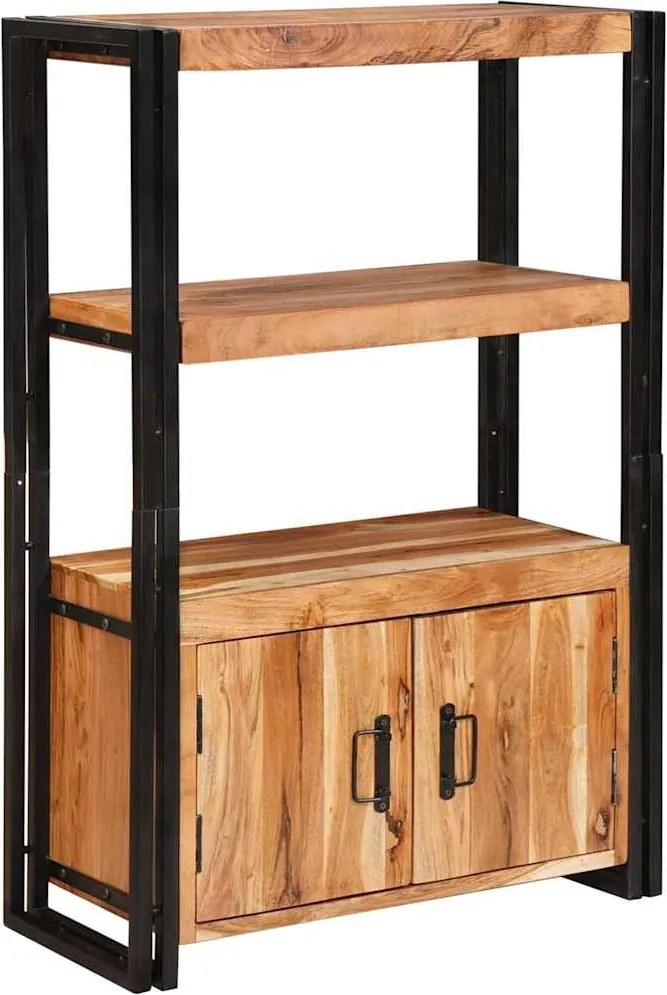 vidaXL Könyvespolc Ajtókkal Barna 72 x 33 x 110 cm Tömör akácfa és fém