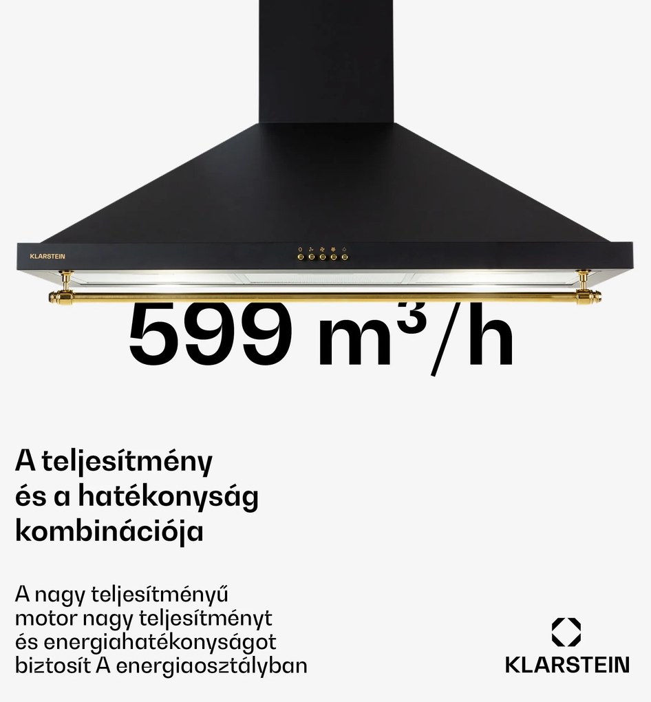 Klarstein Montblanc 90, páraelszívó, 610 m³/ó, 165 W, 2 x 1,5 W, LED, díszléc