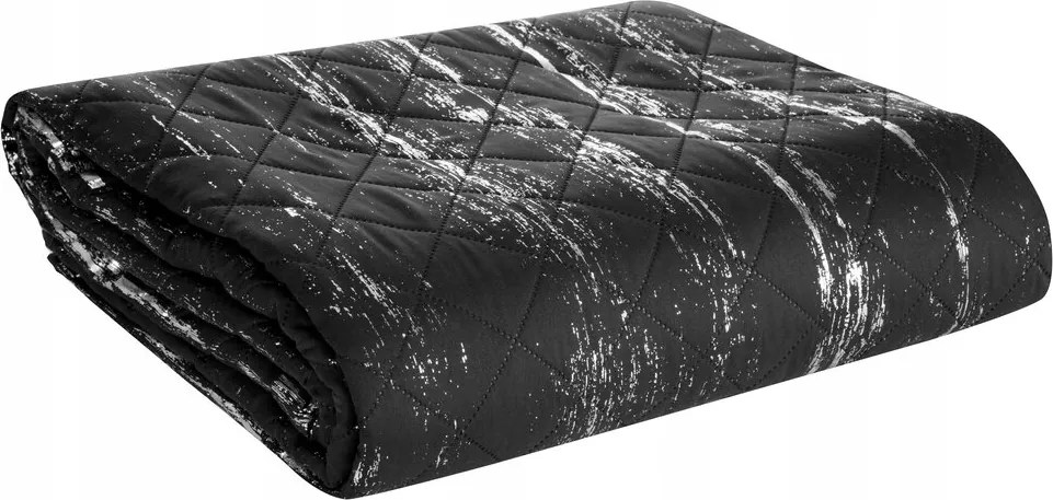 Dekoratív ágytakaró BLINK1 170x210 fekete steppelt ezüst koptatott minta