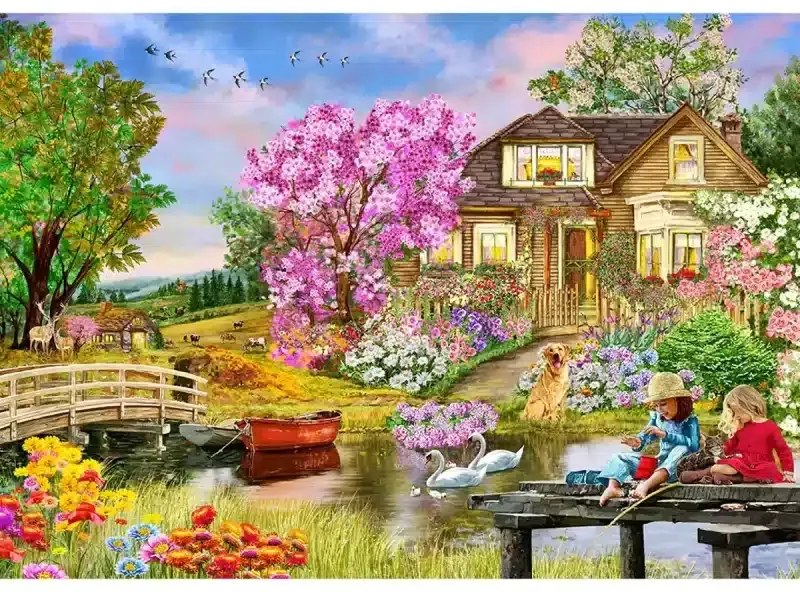 Tavaszi nyaraló fa puzzle