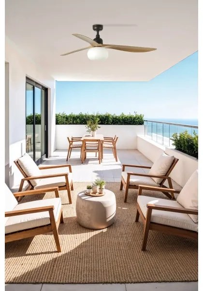 FARO 34360WT-11L - mennyezeti ventilátor OUTWOOD L 1xE27/15W barna/fekete átm. 150 cm WT IP44+DO