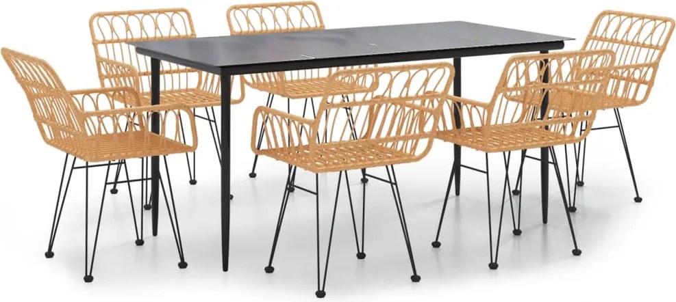 vidaXL 7 részes polirattan kerti étkezőgarnitúra