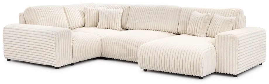 Krémszínű kordbársony sarokkanapé (bal oldali-U alakú) Justin – Ropez