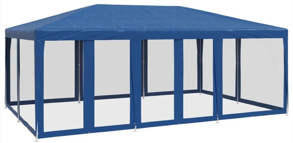 kék HDPE rendezvénysátor 10 hálós oldalfallal 6 x 4 m