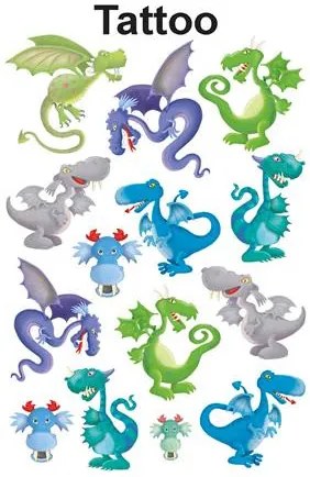 Matrica, tetoválás, 1 ív, 76x120 mm, AVERY ZWECKFORM, Z-Design No.56751, sárkányok (AY56751)