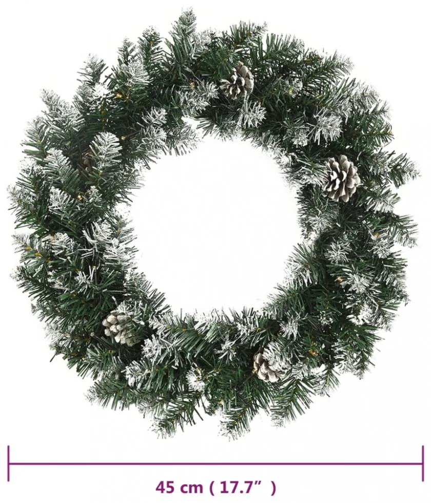zöld PVC karácsonyi koszorú LED-ekkel 45 cm