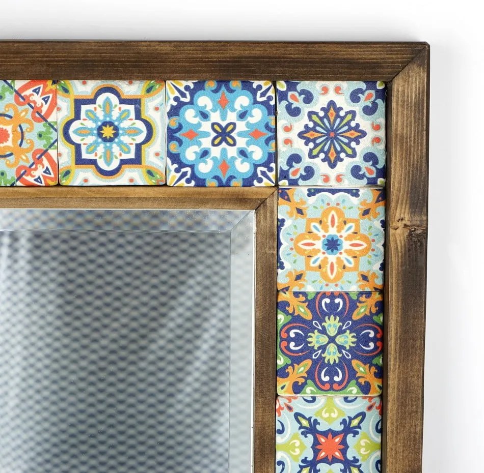 Fali tükör polccal kő kerettel 32.5x33 cm – Wallity