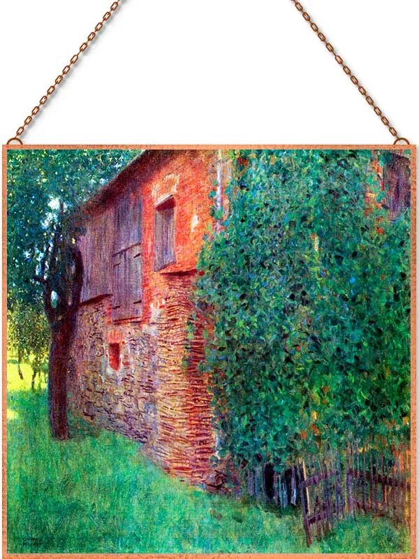 Gustav Klimt - Farmhouse At Kammer üvegkép, falikép
