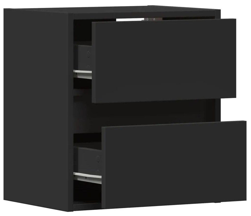 2 db fekete fali TV-szekrény LED-világítással 41x31x45 cm