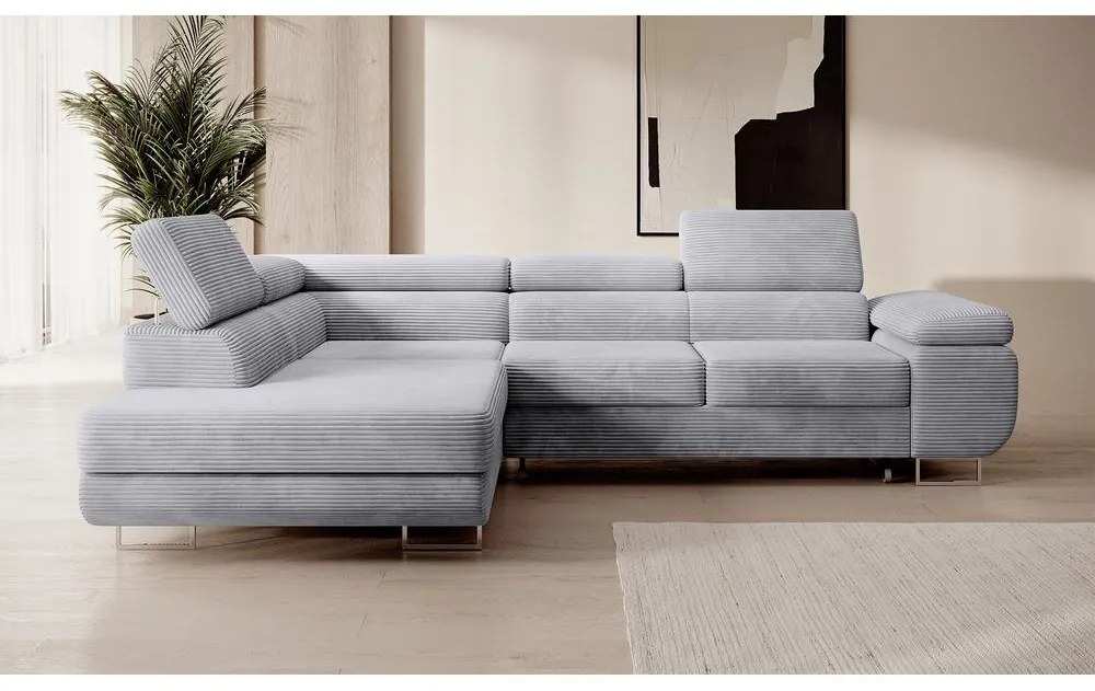 Sarokkanapé Stiletto (B) (világosszürke + ezüst). Akció -15%. 1099694