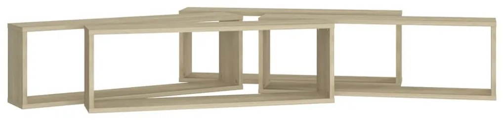 4 db sonoma tölgy színű szerelt fa fali polc 80 x 15 x 26,5 cm
