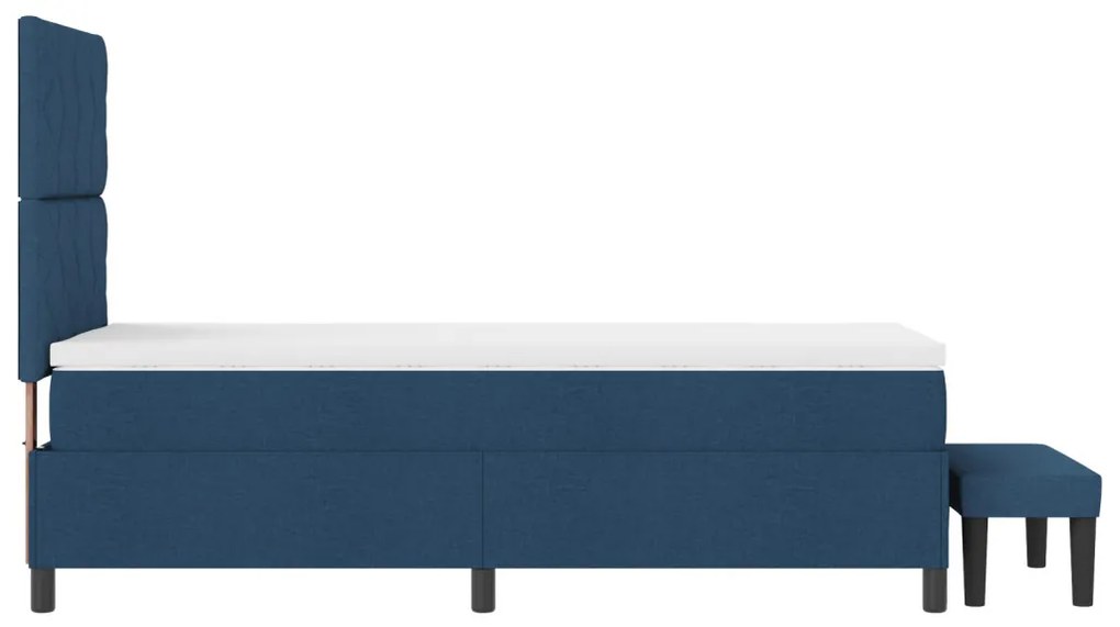 Boxspring Ágy Matraccal és Pad Kék 100x200 cm Szövet