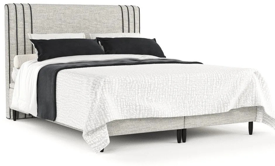 Világosszürke kárpitozott ágyneműtartós franciaágy 200x200 cm Musca – Maison de Rêve