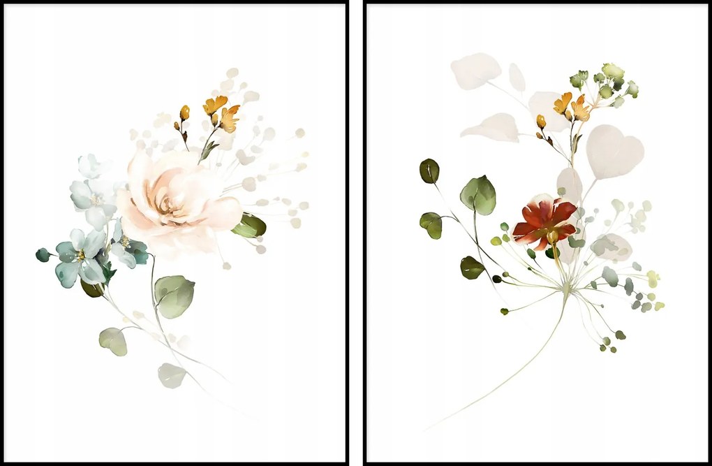 Diptichon két poszter képek virágok boho 2db 15x21