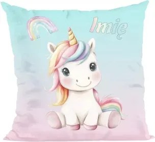 Unikornis párna édesen mosolygós – névre szóló 40x40cm