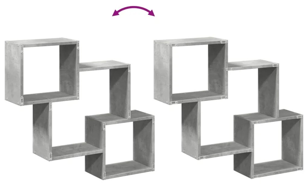 betonszürke szerelt fa faliszekrény 78 x 18 x 71 cm
