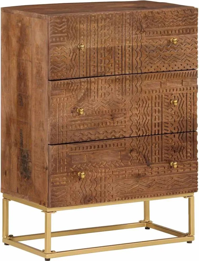 vidaXL tömör mangófa és vas komód 55 x 30 x 76 cm