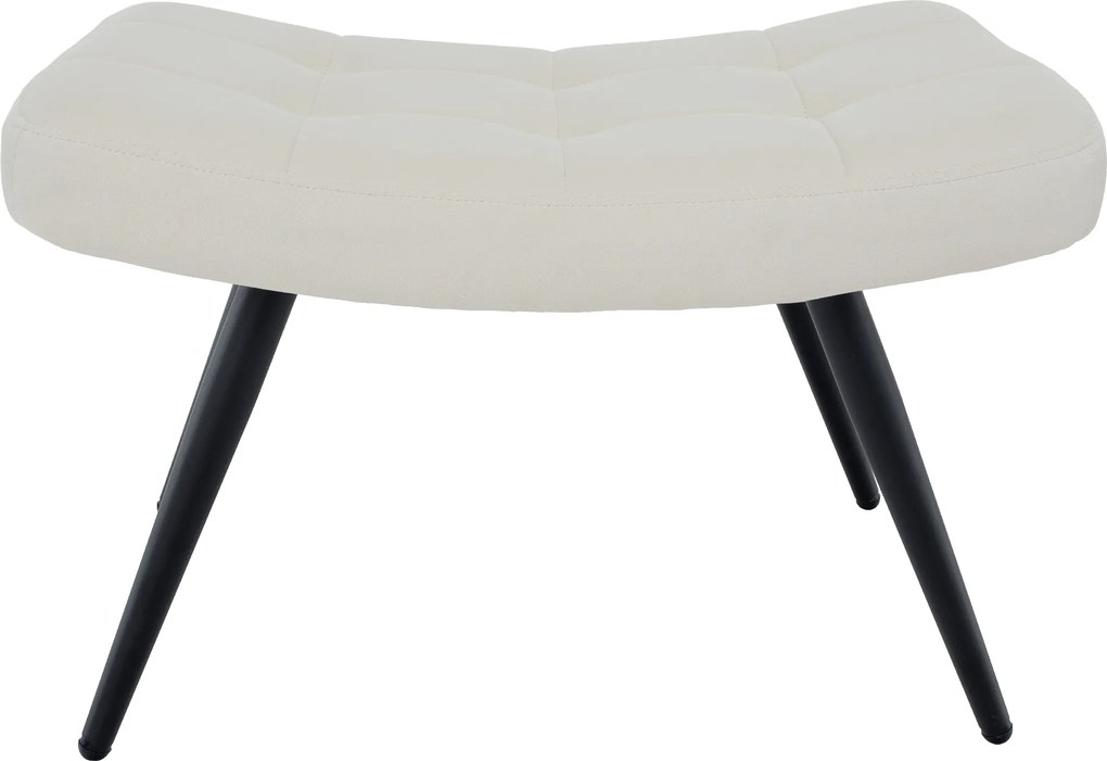 Fotel lábtartóval, fehér Velvet szövet/fekete, HABEN