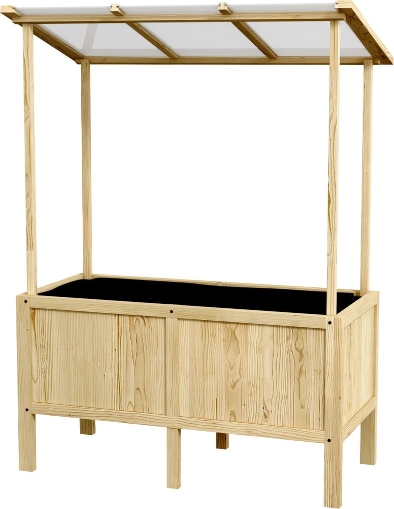 Outsunny Fa Magaságyás, Hidegkeret Takarással, Palánta Doboz Fleecel, Virágágyás Fűszerágyás Kerthez, Erkélyhez, 110 x 60 x 152 cm, Természetes | Aoso