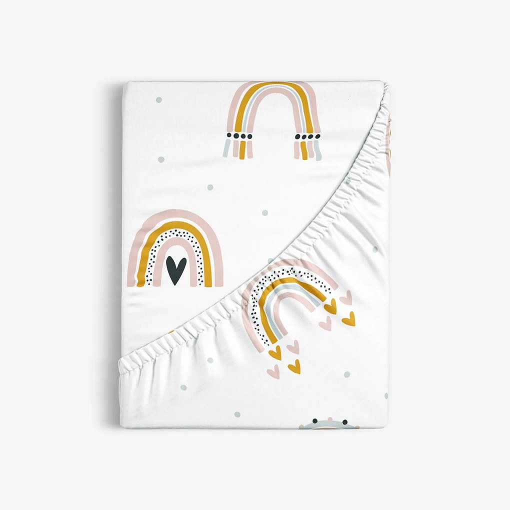 Goldea pamut gumis lepedő - festett szivárványok 80 x 200 cm