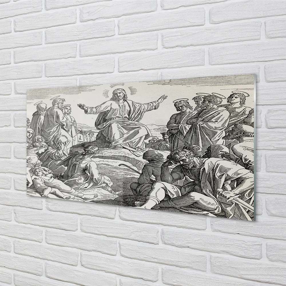 Akrilkép Jézus rajz emberek 100x50 cm