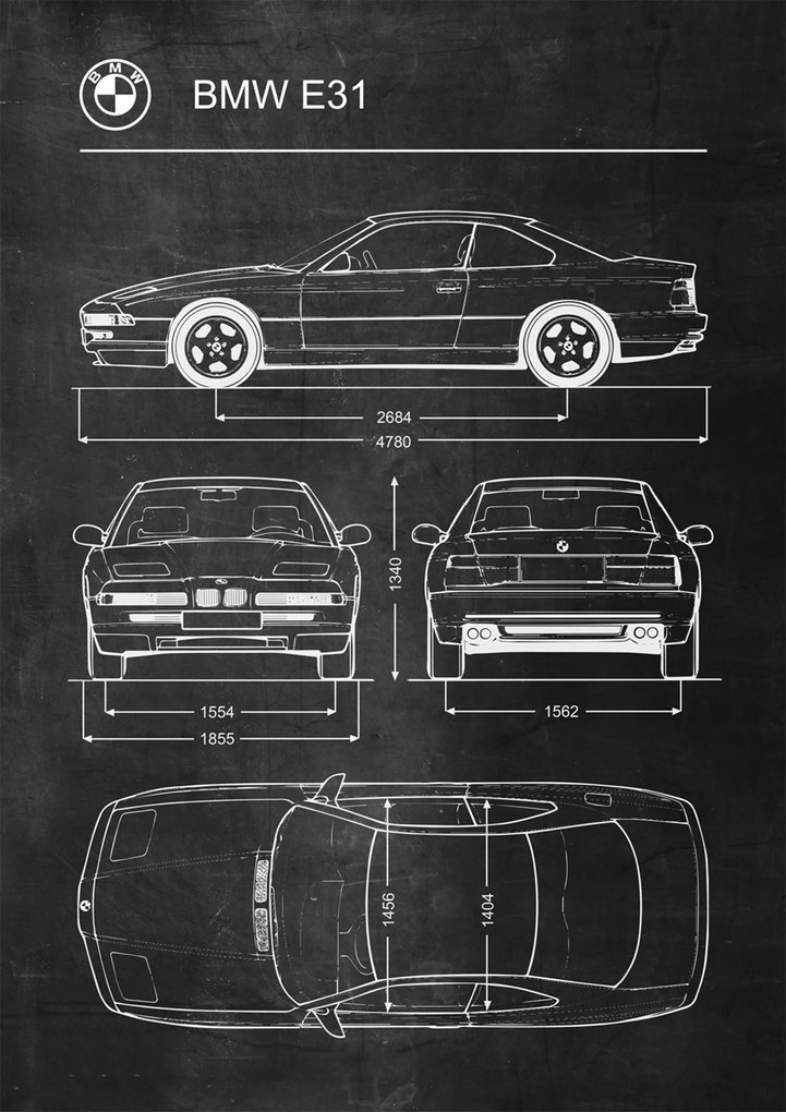 Poszter Bmw E31 Retro Patent Poster diagram