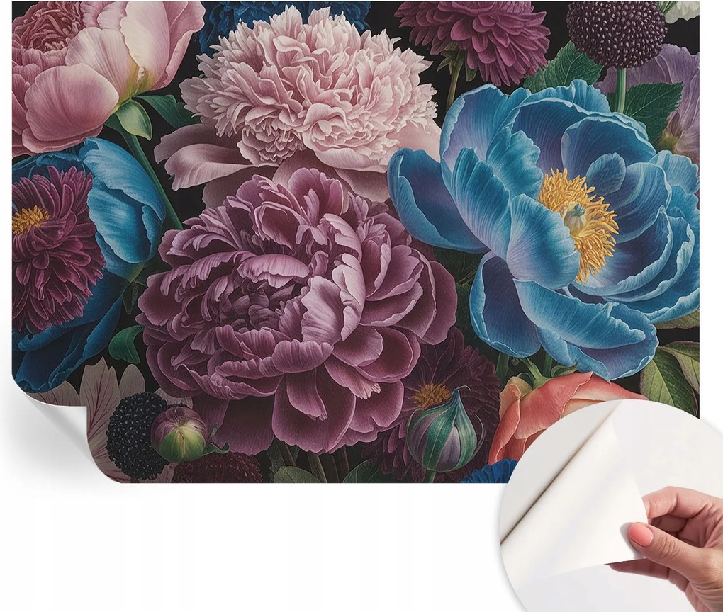 Öntapadós tapéta Fali furnér 3D hatás Színes virágok 312x219 cm