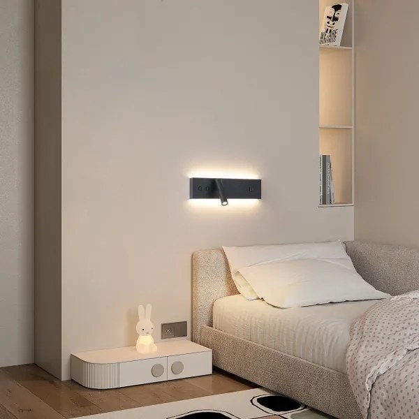 Brilagi-LED NOCTIS irányítható fali spotlámpa USB-porttal LED/3W/230V+LED/9W fekete