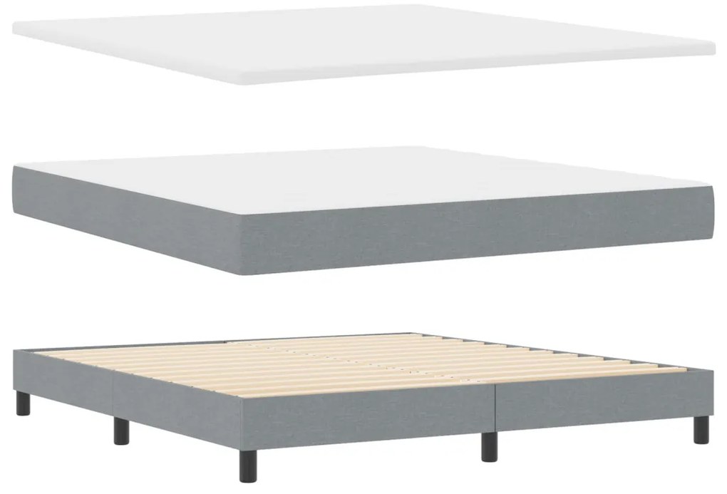 Boxspring Ágy matrac kényelmes, világosszürke színben, 180 x 200 cm-es szövet