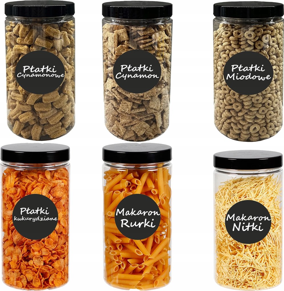 Ételtároló edények konyhai tésztatartó 1500ml 6 db címkék