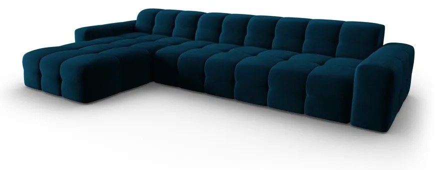 Sötétkék bársony sarokkanapé (bal oldali) Kendal – Micadoni Home